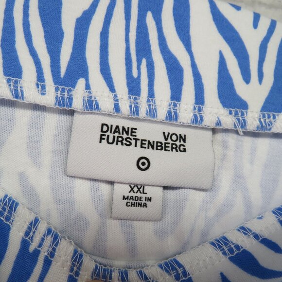 Diane Von Furstenberg Skirt Size XXL Blue White Ruffle Ruched Flowy Design New - Picture 8 of 11